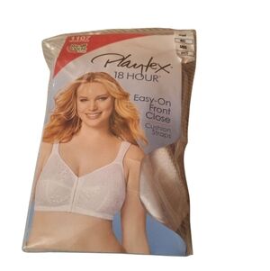 Playtex 18 Hour Easy On Front Close Cushion Straps White BRA 44DD No Wires NEW